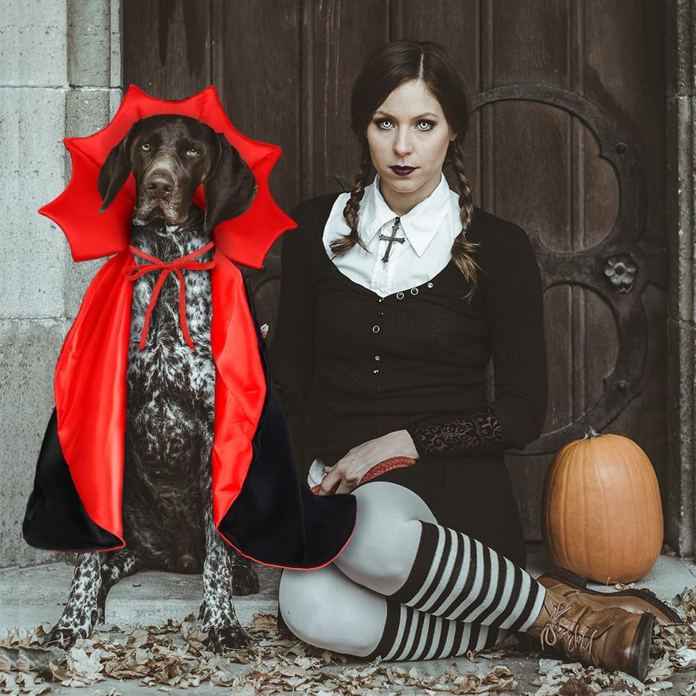 Halloween Dog Cat Costume Vampire Devil Cape for M or L Adjustable Cloak