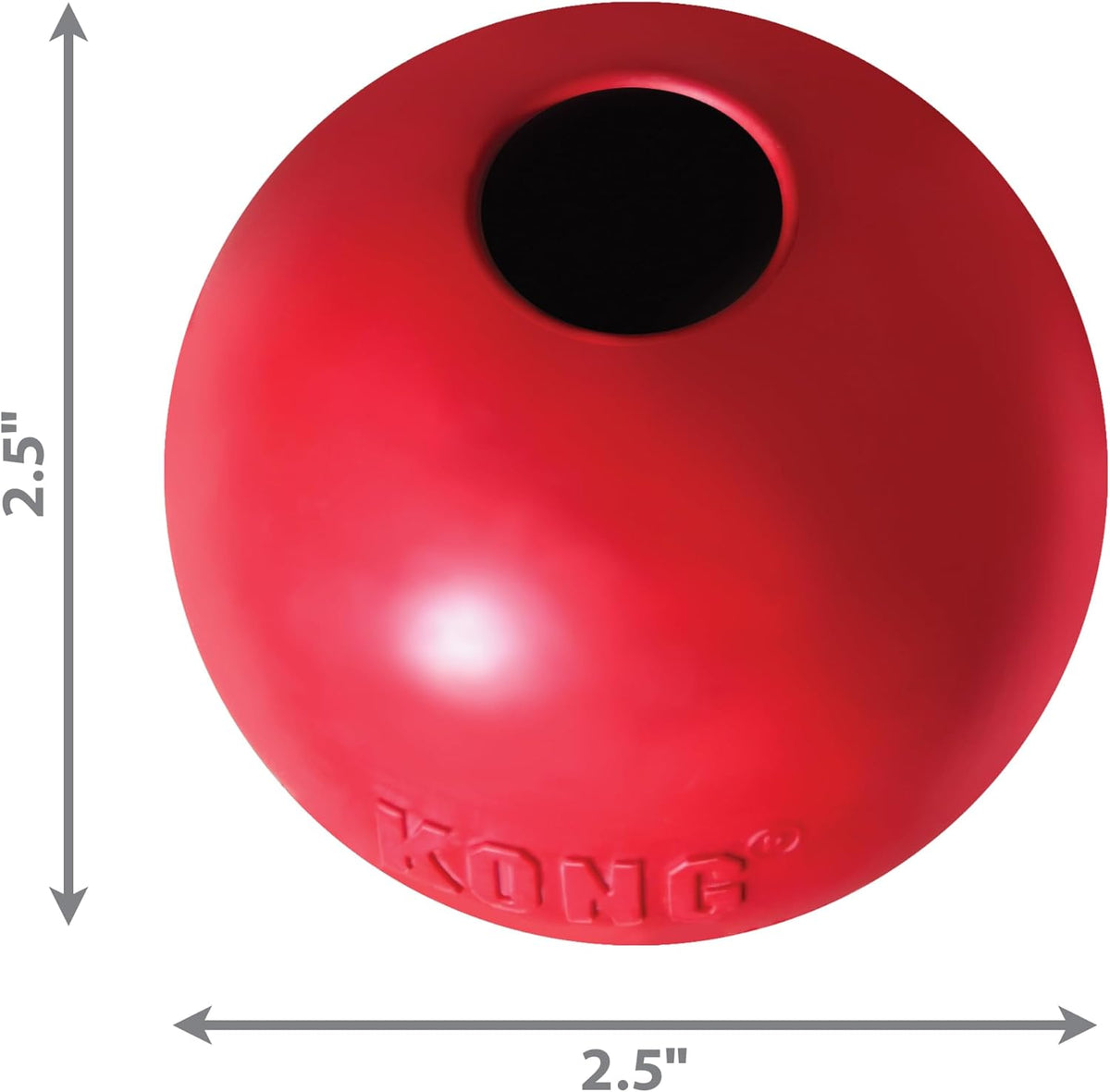 Ball with Hole, Natural Rubber Fetch Toy, Red, for Large/Medium Dogs