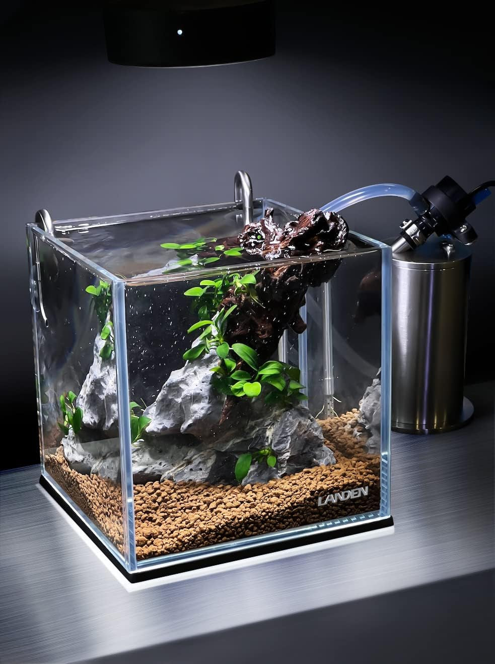 Aquarium Cube 3.7 Gallon Ultra Clear Glass Rimless Fish Tank 25C