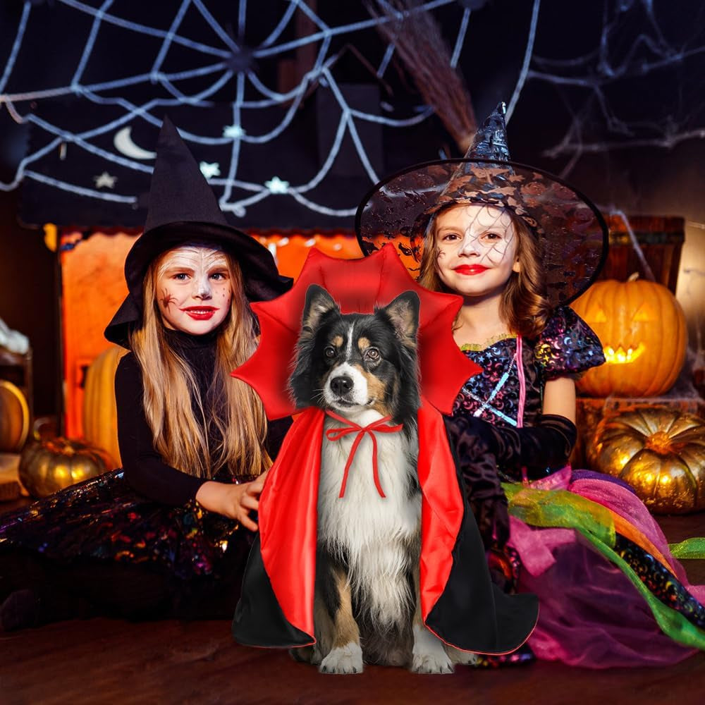 Halloween Dog Cat Costume Vampire Devil Cape for M or L Adjustable Cloak