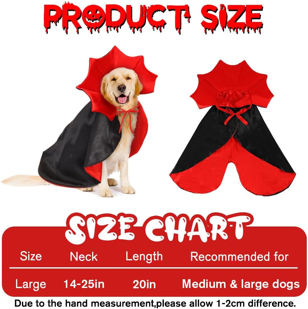Halloween Dog Cat Costume Vampire Devil Cape for M or L Adjustable Cloak