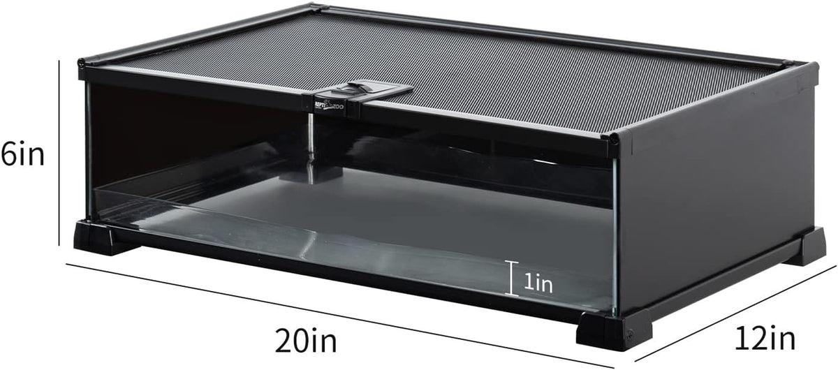 REPTIZOO Small Reptile Tank 20" X 12" X 6" Glass Reptile Terrarium with Top Feeding Habitat for Snake Spider