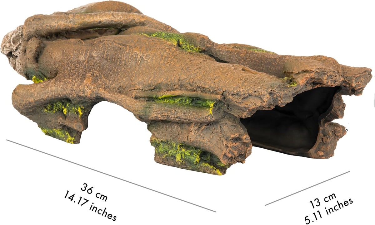 Lizard, Snake or Reptile Hide. Large Hollow Log for Terrarium. Bearded Dragon or Gecko Tank Accessories. Natural Looking Basking Platform, Axolotl, Python Hideout. (Xl-Version 2)