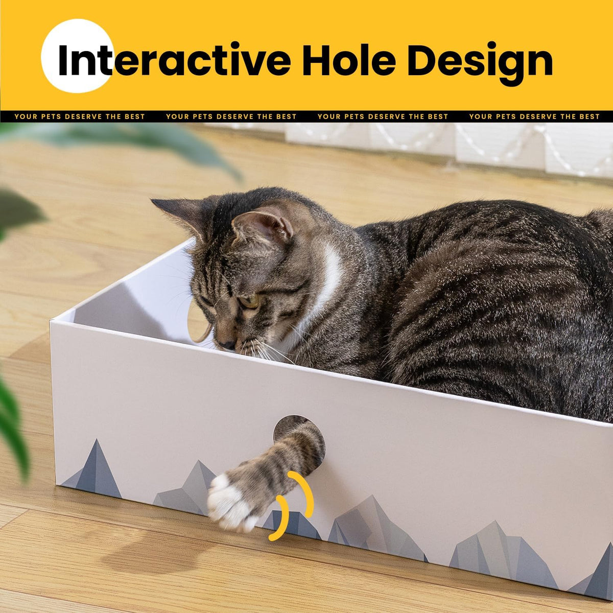 Cat Scratcher Box, Cardboard Pad, Bed for Indoor Cats, White