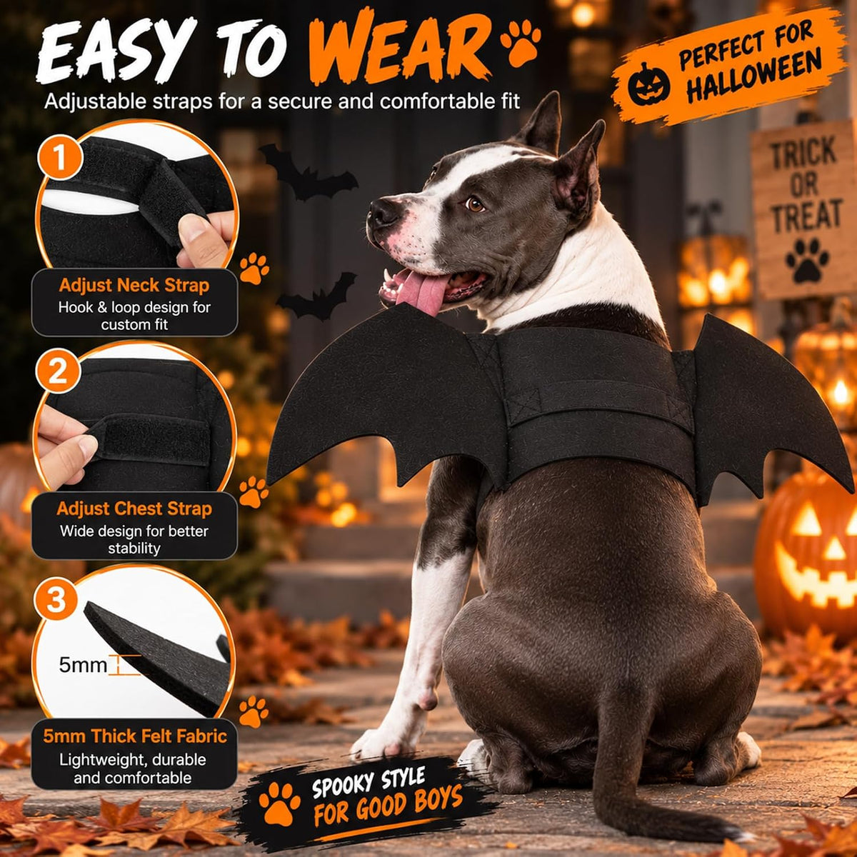 Dog Bat Wings Costume L, Dog Bat Costume for Halloween Cosplay Party