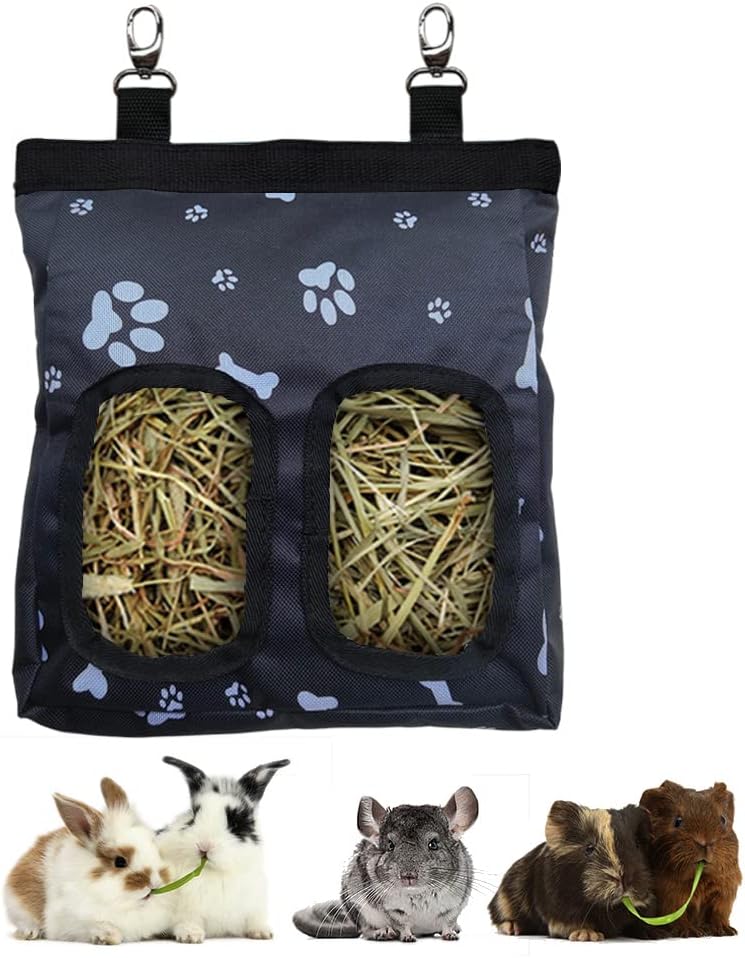 Hanging hay feeder bag, Black Paws