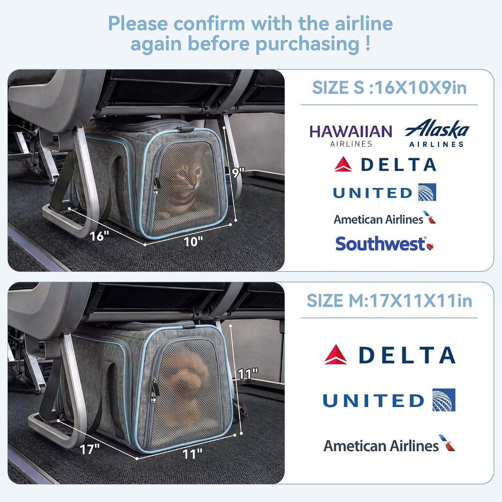 Small Double Expandable Cat Carrier for Kittens and Air Travel