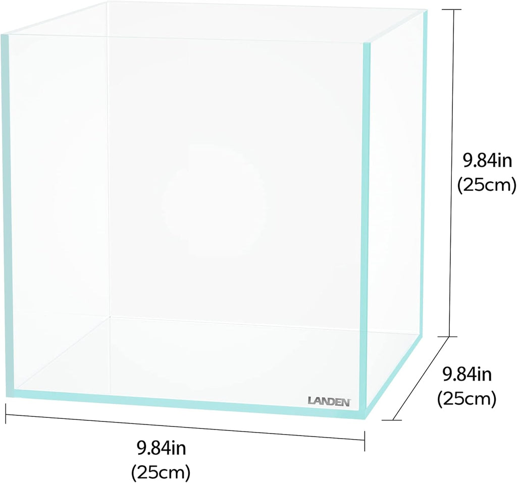Aquarium Cube 3.7 Gallon Ultra Clear Glass Rimless Fish Tank 25C