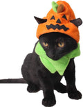 Pet Halloween Costume Cat Pumpkin Hat with Scarf Halloween Cat Outfit Funny Kitten Outfit Small Dog Pumpkin Costume for Cats Dog Orange