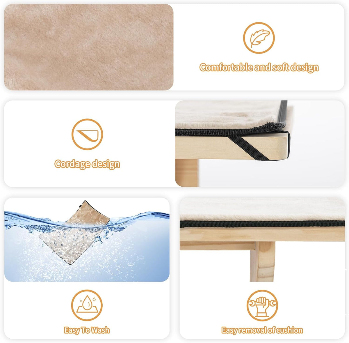 Cat Window Perch, Solid Wood, Fleece Mat, Windowsill Bedside Drawer