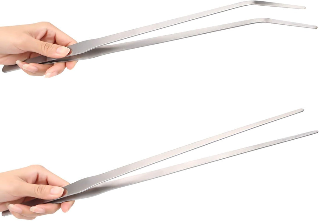 15" Long Tweezers for Aquarium 2 Pcs, Stainless Steel Feeding Tongs