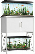 20-29 Gallon Aquarium Stand Metal Frame Fish Tank Stand with Cabinet Storage, for 20 Gallon Long Aquarium,30.7" L*16.5" W Tabletop,330Lbs Capacity White PG01YGW