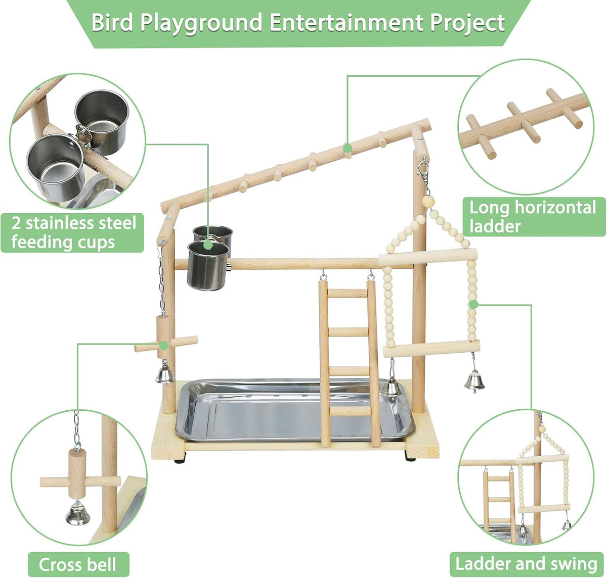 Parrot Playstand Bird Playground Wood Perch Stand
