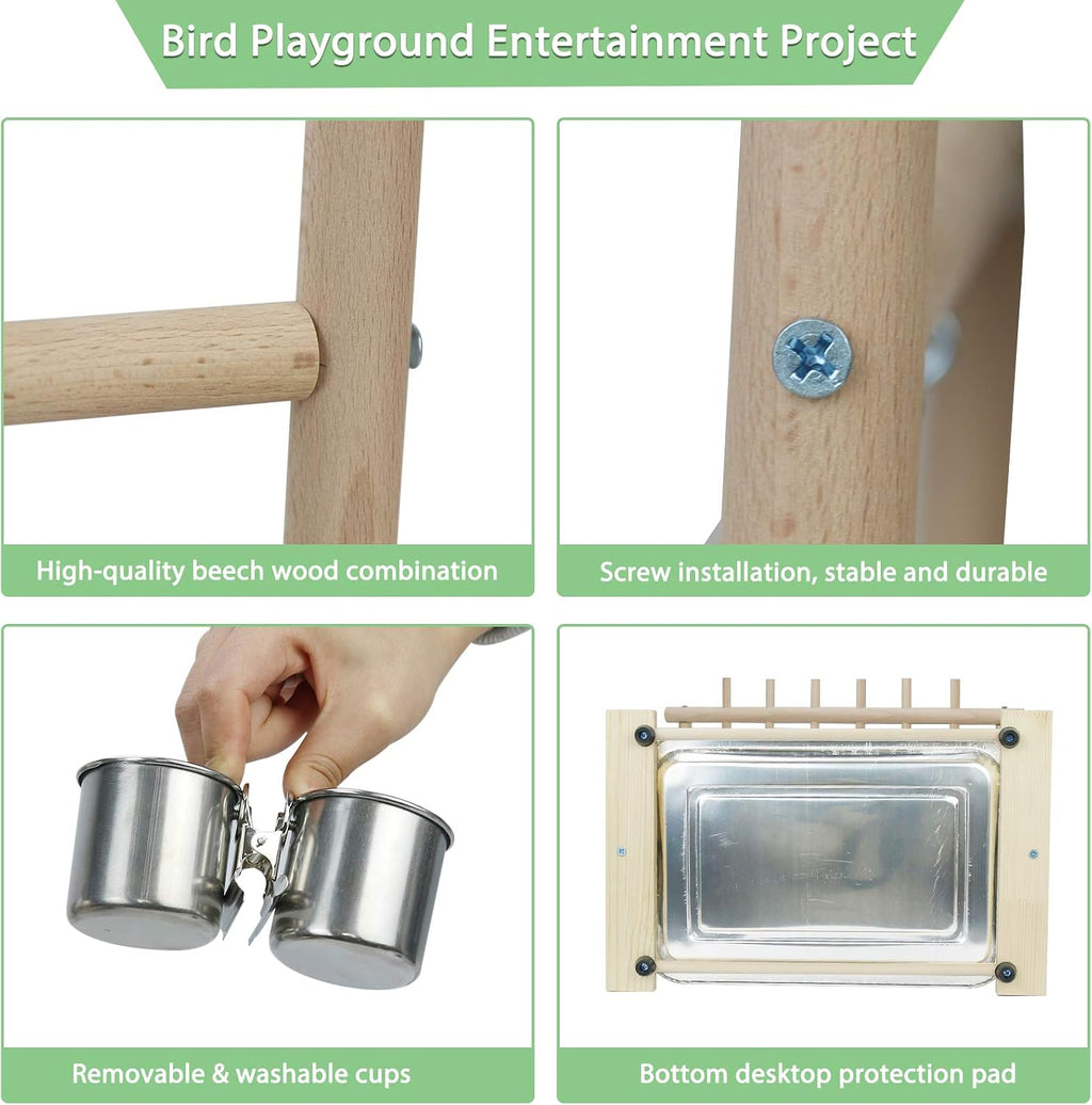 Parrot Playstand Bird Playground Wood Perch Stand