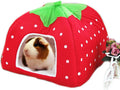 Rabbit Guinea Pig Hamster House Bed Cute Small Animal Pet Winter Warm Squirrel Hedgehog Chinchilla House Cage Nest Hamster Accessories (9X9X10 Inch (Pack of 1), A-Red)