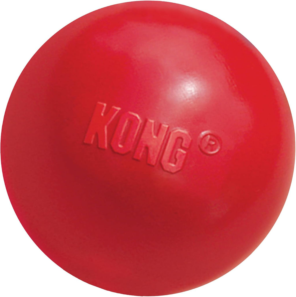 Ball with Hole, Natural Rubber Fetch Toy, Red, for Large/Medium Dogs