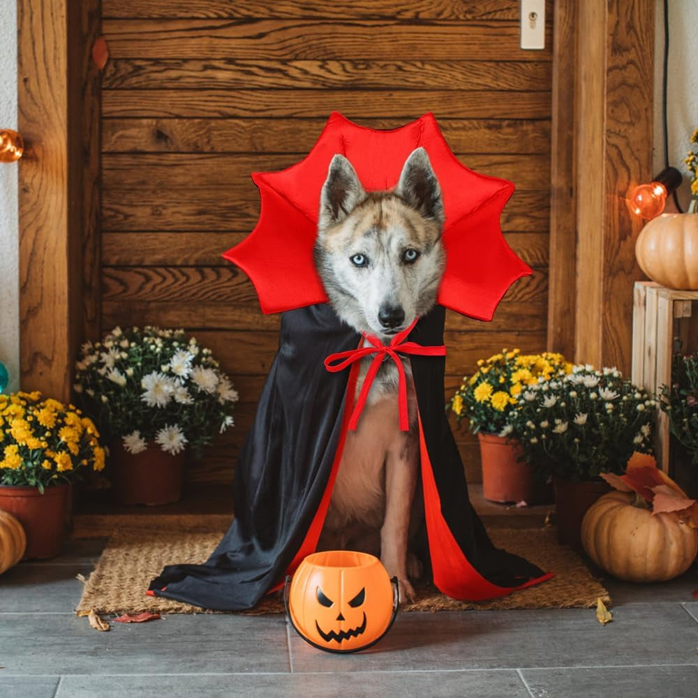 Halloween Dog Cat Costume Vampire Devil Cape for M or L Adjustable Cloak
