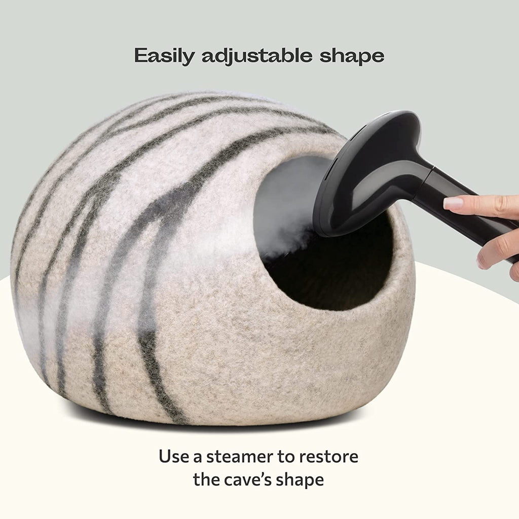 Cat Cave - Merino Wool Bed for Indoor Cats (Light Gray, Medium)