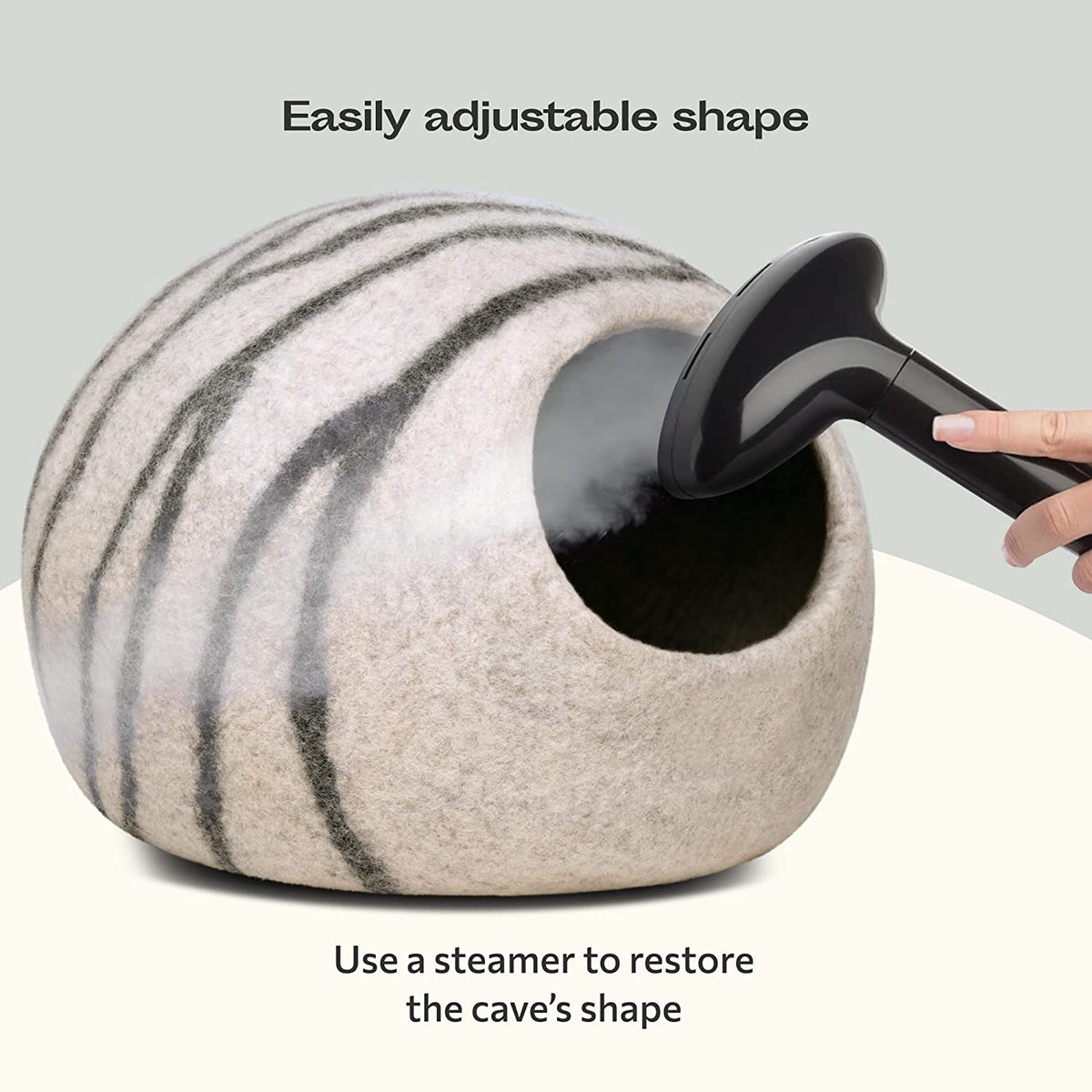 Cat Cave - Merino Wool Bed for Indoor Cats (Light Gray, Medium)